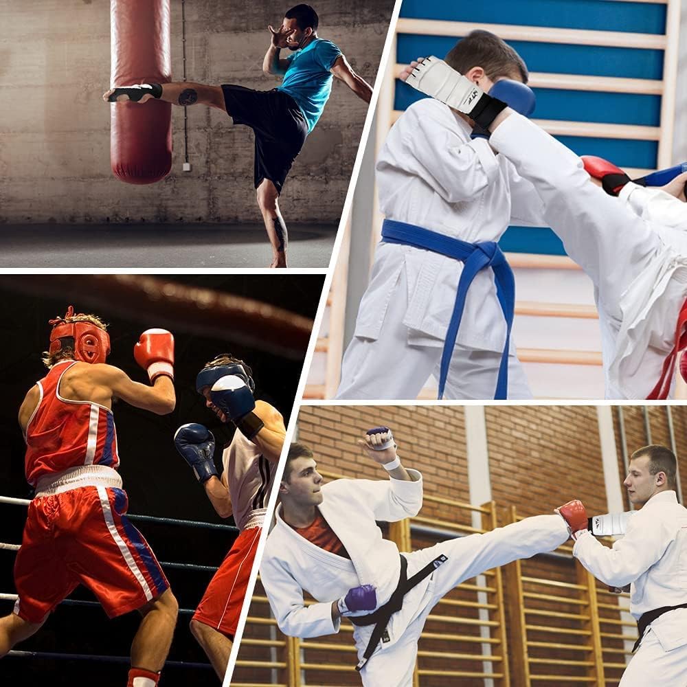 LangRay Taekwondo Sparring Gear Foot Protector Karate Boxing Sparring Foot Guard, Martial Arts Protective Foot Gear for Kung Fu Punch Bag Kickboxing MMA Training