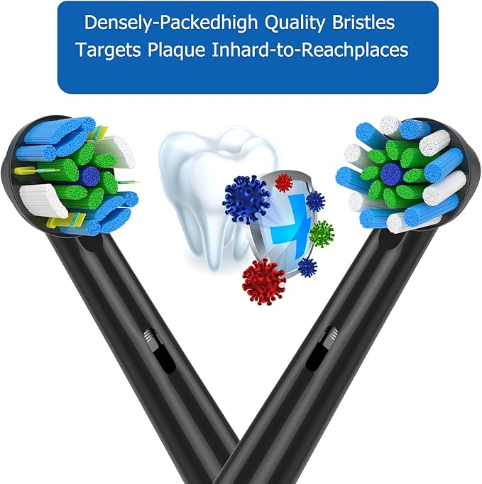 Replacement Toothbrush Heads Compatible with Braun Oral b 7000/Pro 1000/9600/ 5000/3000/8000/Genius and Smart Electric Toothbrush, 16 Pcs (Black)