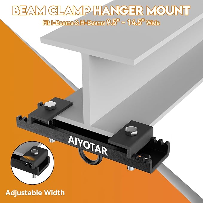 I Beam Clamp Hanger Mount, Heavy Duty Steel Beam Clamp, Heavy Punching Boxing Bag Hanger 5600LB Maximum Bearing Capacity H beam clamp hanger for Boxing Muay Thai MMA Training Gym Swing Trapeze Hammock