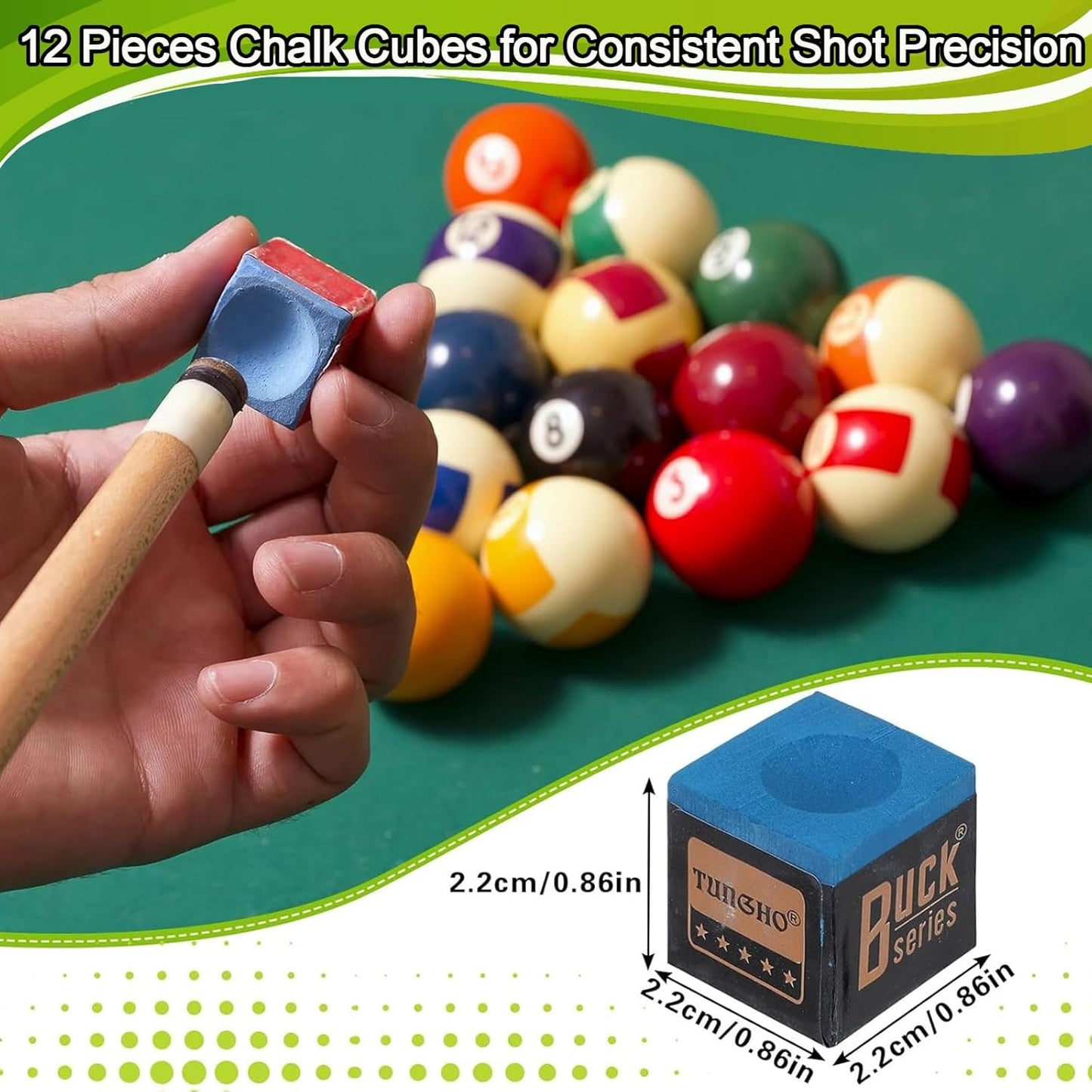 31 Pcs Billiard Accessory Kit Billiard Pool Table Balls with Triangle and Diamond Ball Holder Cue Chalks Pool Table Brush Set