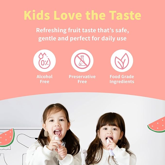 Mouth Spray for Kids Toddler Toothpaste Helper Fluoride Free Baby Toothpaste Cavity Protection Oral Care with Natural P113+ Antibacterial Peptide for Newborns to Age 12 (Watermelon)