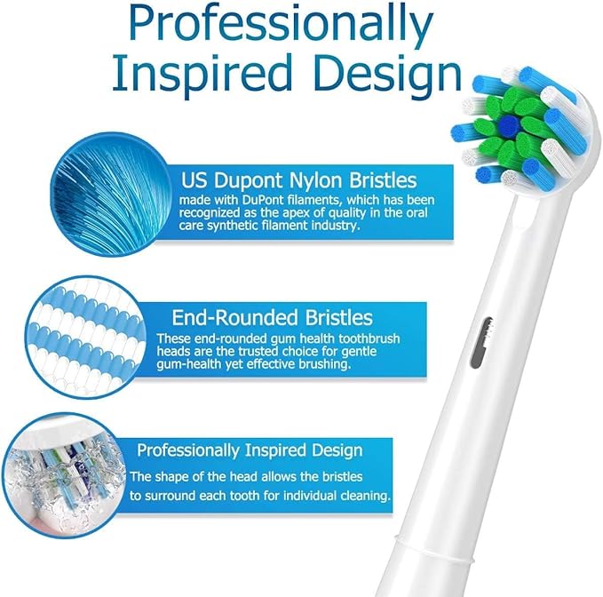 Replacement Brush Heads Fit for Braun Oral b, Compatible with Oral-B Pro 1000/2000/3000/5000/6000 Smart and Genius Electric Toothbrush, 12 Pcs (White)
