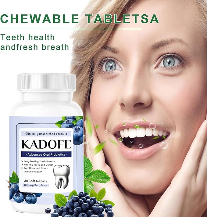 Oral Probiotics for Teeth and Gums & Fresh Breath - Gum Restore & Bad Breath Treatment for Adults |3.5 Billion Advanced Oral Probiotics for Bad Breath, Chewable 30 Tablets (Blueberry-1pcs)