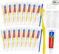 10 pcs Disposable Toothbrushes with Toothpaste and Floss Set,Yellow Individually Wrapped Bulk Single Use Toothbrush Floss Cover Travel Toothbrushes Kit with Zip Bag for Homeless,Hotel,Guest