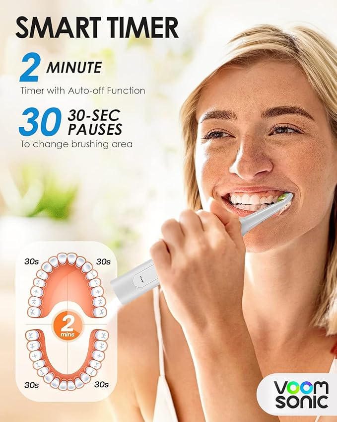 Voom Sonic Pro 5 Electric Toothbrush for Adults - Ultrasonic Electric Toothbrushes with Replacment Brush Head, Dentist Recommended Power Sonic Toothbrush with 5 Modes