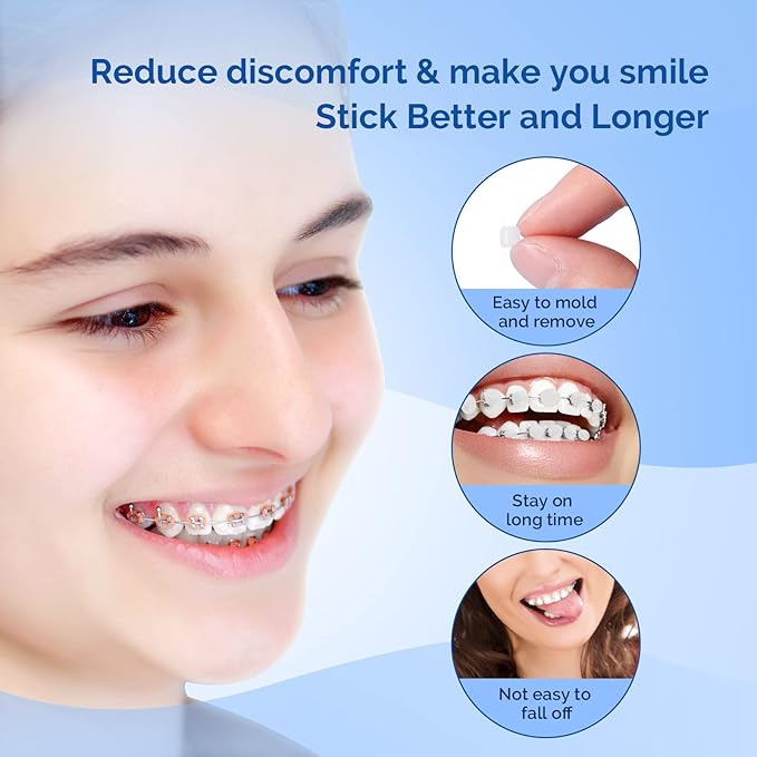 JMU Orthodontic Wax for Braces 10 Pack, Precut 500 Braces Wax Dots, Dental Wax Unscented