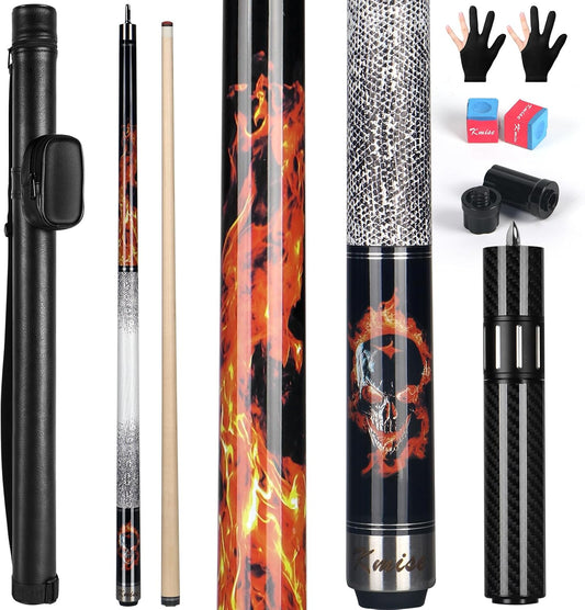 Kmise Professional Pool Cue Stick - 19 20 21oz Canadian Maple Cue Sticks, Low Deflection Shaft with Telescopic Carbon Fiber Extension, Pool Sticks for Aults, Billiard Cue Sticks with Leather Cue Case