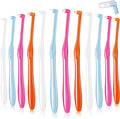 Patelai 12 Pcs End Tuft Toothbrush Soft Interdental Brushes Tooth Stain Remover Trim Toothbrush Single Brush for Implants Teeth Detail Cleaning Supplies(Orange, Rose Red, White and Blue)