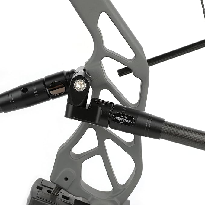 AMEYXGS Archery Bow Stabilizer for Compound Bow, 3K Carbon Fiber 6", 8", 10", 12" 15" Rods, Damping System, Weights Kit, Single Side V-Bar Mount,Quick Disconnect