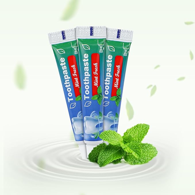 0.35 oz Bulk Travel Size Toothpaste, 50 Tubes, Mint Flavor, Mini Disposable Toothpaste for Hotel, Guests, Homeless, Office
