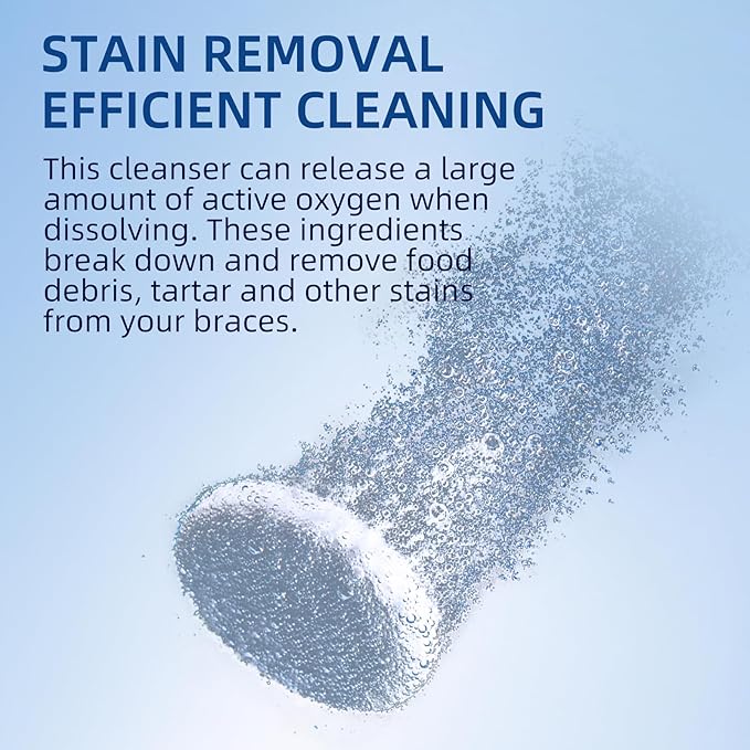 Retainer & Denture Cleaner KIt - Mouth Night Guard Whitening Case - 120 Cleanser Tablets, Guard Bath Cup