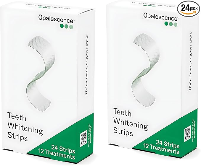 Opalescence Teeth Whitening Strips (24 Treatments) Hydrogen Peroxide Formula 10% – Enamel Safe – Comfortable Slip Free - Teeth Bleaching - Sensitivity Free - Plus Toothbrush- 6050-2T