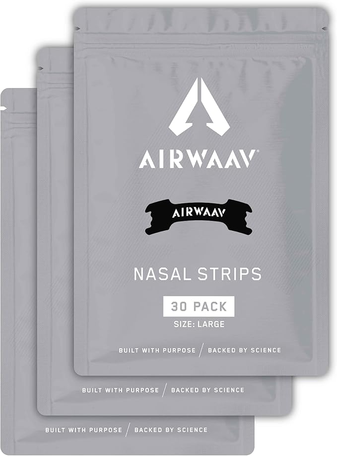 AIRWAAV Nasal Strips (90 Ct) - Nose Strips to Boost Oxygen Intake, Reduce Snoring, Improve Sleep Quality and Recovery - Extra Strength Snoring Solution - Breathe Better in Every Moment (Large)