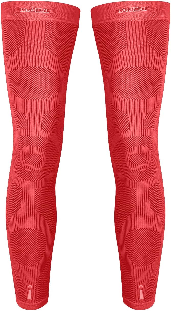 Incrediwear Leg Sleeve 2pk – Full Length Long Leg Sleeve for Leg Pain Relief & Muscle Recovery, Helps Reduce Swelling & Inflammation, Promotes Circulation, Leg Sleeves for Men & Women (Red, X-Large)