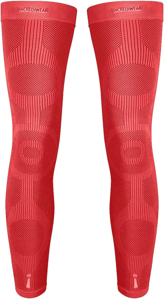 Incrediwear Leg Sleeve 2pk – Full Length Long Leg Sleeve for Leg Pain Relief & Muscle Recovery, Helps Reduce Swelling & Inflammation, Promotes Circulation, Leg Sleeves for Men & Women (Red, X-Large)