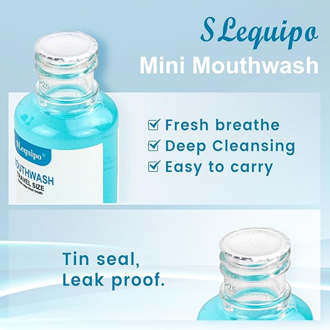 10 pcs Travel Size Mouthwash Bulk Mini Mouthwash, Fresh Mint Portable Mouthwash Individual 1.2oz/35ml Mouthwash Bottles for Travel Toiletry Kits, Blue