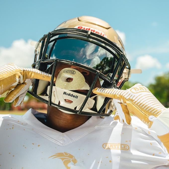 Battle Sports 3D Diamond Oxygen Football Mouthguard - Superior Airflow & Better Performance, Maximum Protection & Breathability Football Mouthpiece, Works with Braces - Black