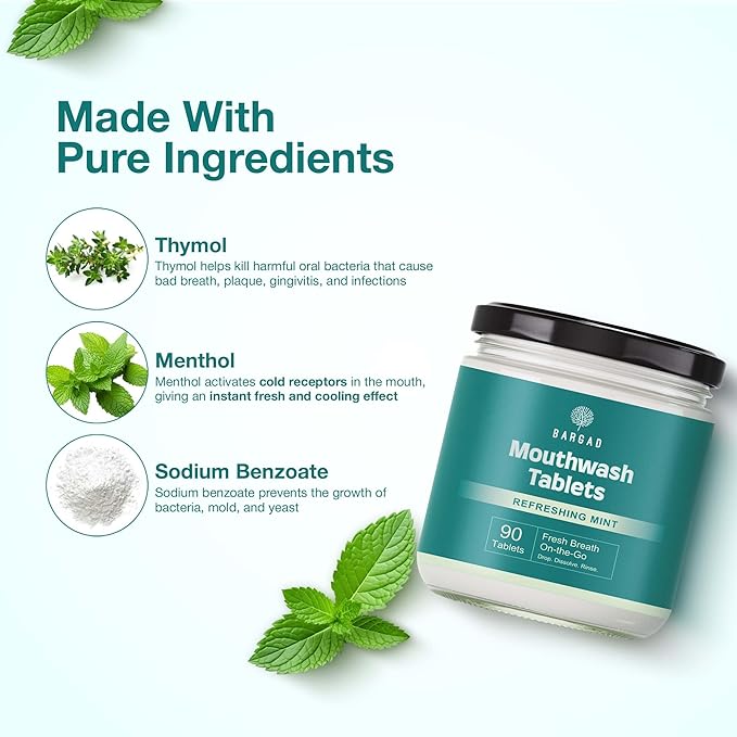 Mouthwash Tablets – Natural Mint Flavor | 90 Count | Travel-Friendly, Alcohol-Free, Eco-Friendly Oral Rinse Tablets | Freshens Breath, Supports Oral Hygiene | Just Add Water