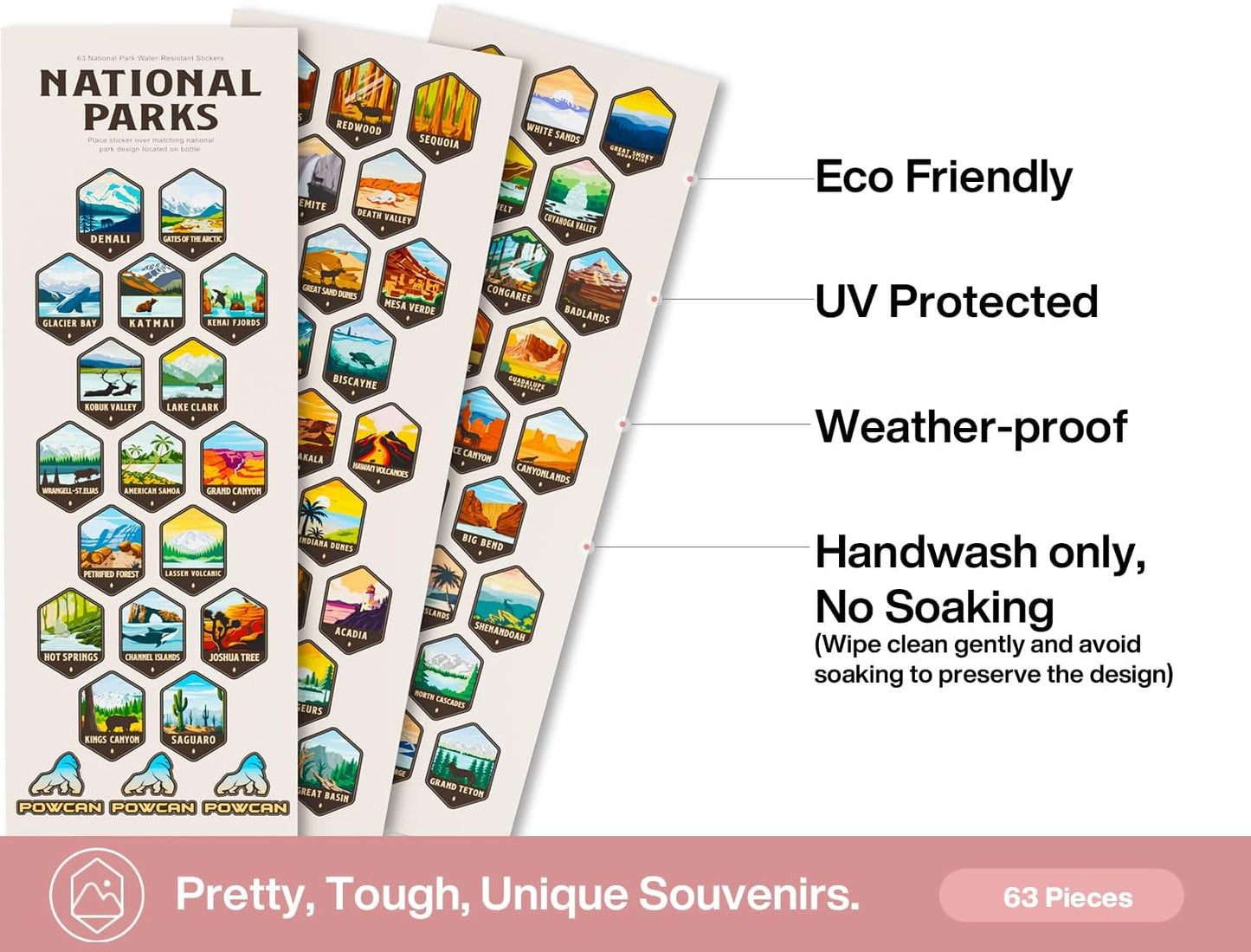 26 oz National Parks Water Bottle with Waterproof Stickers: 2-in-1 Straw Spout Lid, Keep Cold 24H, Leakproof, Car CupHolder Friendly, Insulated Stainless Steel Cup for Travel, Sports, School (Pink)