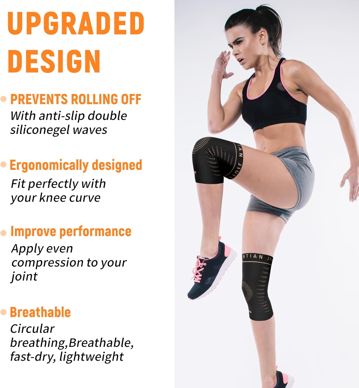 JIUFENTIAN Copper Knee Sleeve,Copper Knee Braces for Women and Men Arthritis,ACL, Tendinitis, Meniscus Tear, Joint Pain Relief, Running, Working Out, Fitness, Weightlifting (XLarge)