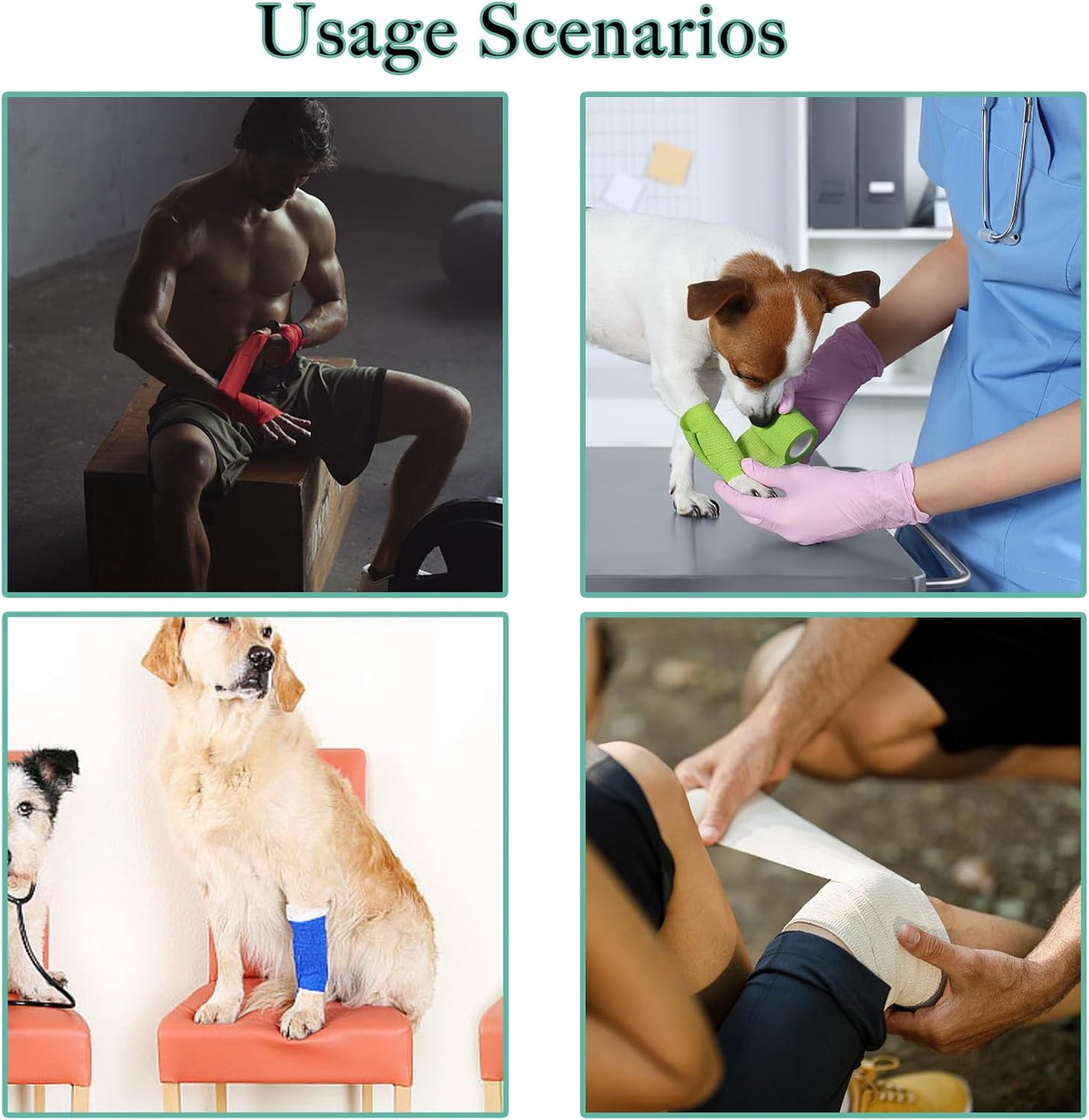 32 Rolls Self Adhesive Bandage Wrap 2 inch Cohesive Bandage Wrap Stretch Bandages Wraps Tape Black Elastic Self-Adherent Tape for Wrist Ankle Sports Swelling Sprains