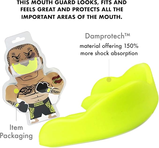 DAMAGE CONTROL High-Impact Mouth Guard – Sports Mouthguard for Boxing, Football, Hockey, Lacrosse & Basketball, Protects Teeth & Jaw, Protective Mouthpiece for Adults & Youth (Adult, DC Green 2.0)