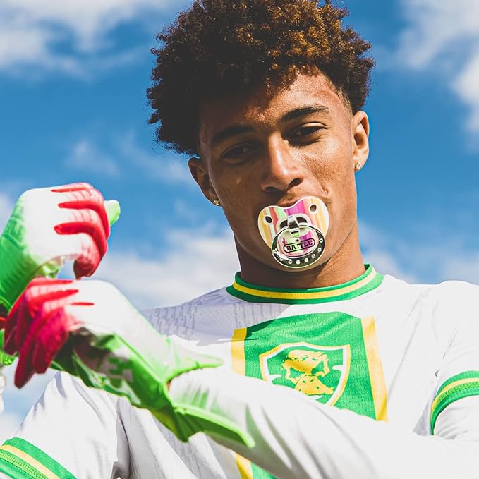 Battle Sports Binky Oxygen Football Mouthguard - Detachable Strap, Maximum Breathability, Works with Braces & No Boiling Required