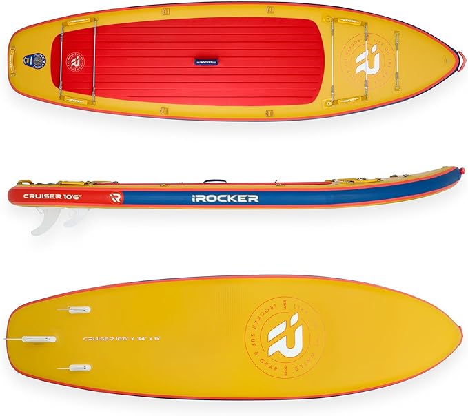 iROCKER Cruiser 7.0 Inflatable Stand Up Paddle Board Premium SUP and Accessories - Beginner Friendly - Extra Wide Base - Tandem Capable
