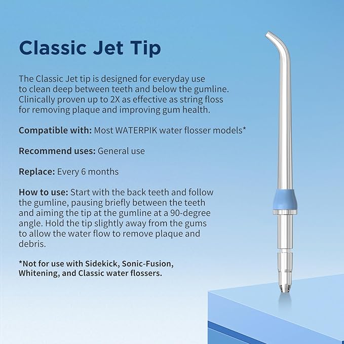 Replacement Heads for Waterpik, Replacement Picks for Water Pik Water Flosser (6 Classic Jet Tips)