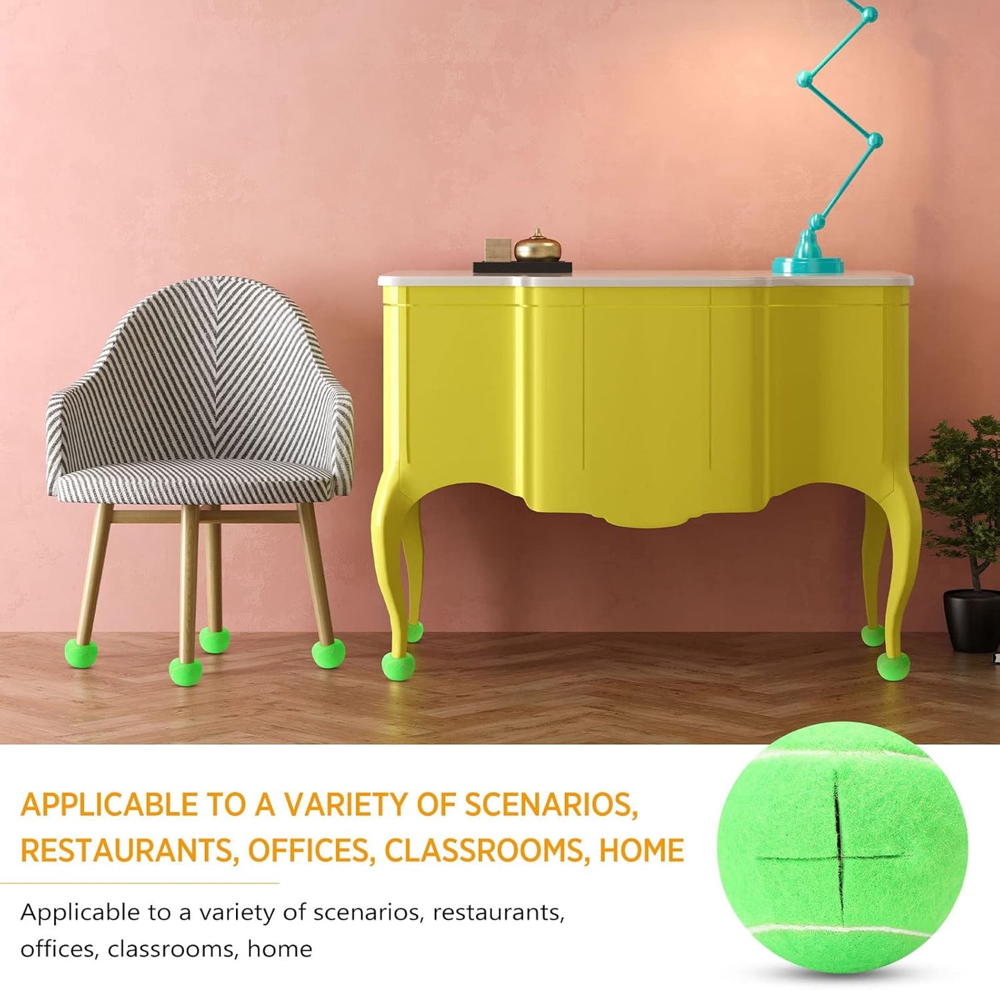 Macarrie 16 Pieces Precut Tennis Balls for Chairs Tennis Ball Chairs Foot Covers for Furniture Leg for Classroom Floor Protection Chair Desk Legs Coverings(Light Green,6.4 cm)