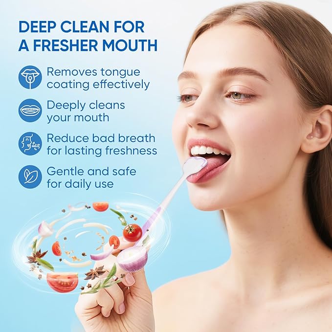 BodyAccel Tongue Cleaner Gel with Tongue Brush – Fresh Breath Oral Care Kit – Tongue Scraper Gel Set for Bad Breath Removal, Maintain Oral Health