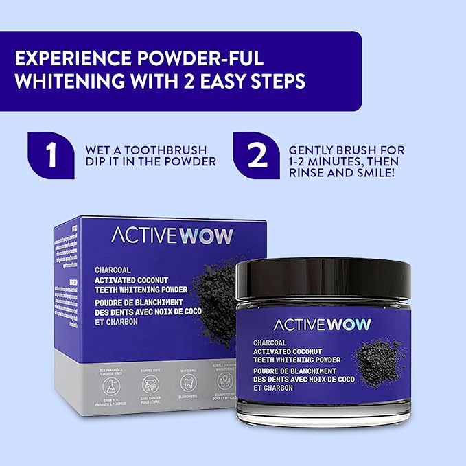 Active Wow Teeth Whitening Charcoal Powder Natural