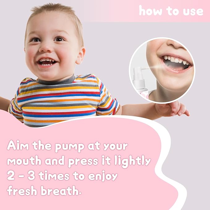 Kids Oral Spray, Toddler Toothpaste Helper for Daily Oral Care and Fresh Breath,Fruit-Flavored, Portable, Probiotic Oral Spray (1Pack, Peach)