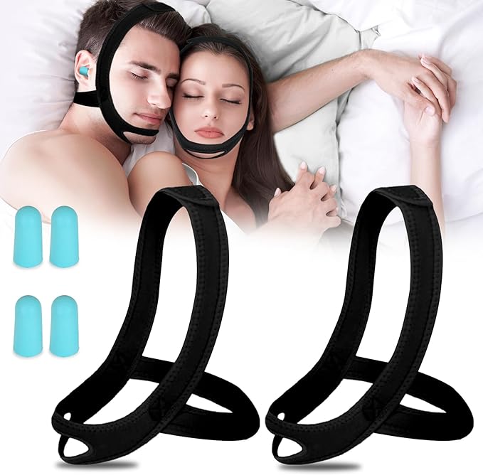 Snoring Chin Strap for Users, 2 Pack Adjustable Jaw Support Chin Strap to Keep Mouth Closed, Soft Snoring for Men Women, Lightweight Reusable, Snoring Dry Mouth, Comfort Fit Nighttime Sleeping Aid