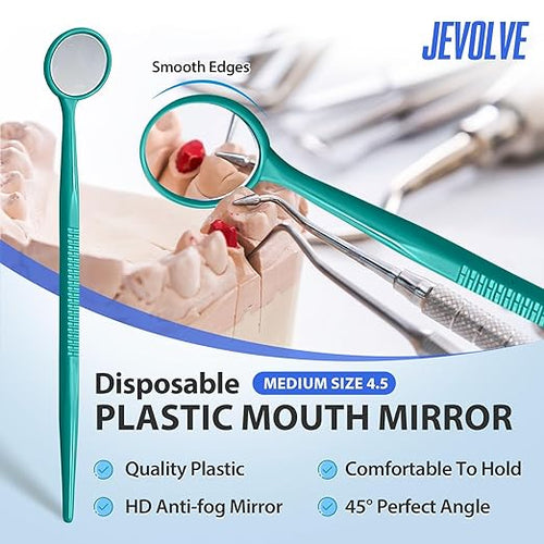 100 PCs Dental Mouth Mirrors by JEVOLVE | Yellow Oral Dental Mirror for Crafting, Jewelry Making, Painting, Model Building, and DIY Projects – Clear Reflection, Easy Handling, Multi-Purpose