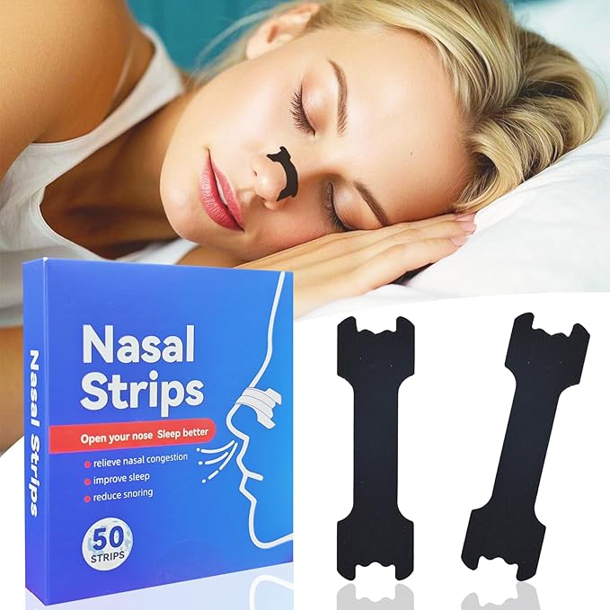 50Pcs Nasal Strips for Snoring, Nose Strips for Breathing, Snoring Aids for Men & Women, Helps Reduce Snoring & Improves Sleep (Black,50)