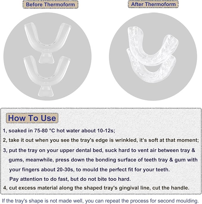 8psc Teeth Whitening Trays Kits Mouth Trays & 2 Tooth Boxes, Thermoform Moldable Whitening Teeth Tray, Oral Care Thin Moldable Mouth Tray Kit Tools for Whitening