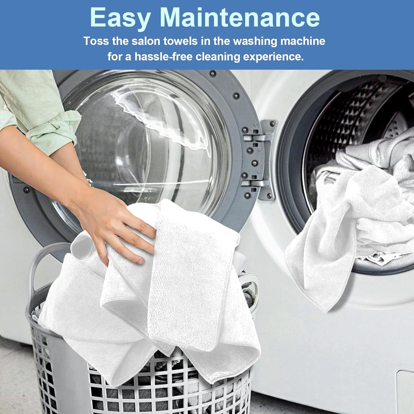 48 Pack Hand Towels Set - Highly Absorbent and Quick Drying Microfiber Gym Towels, Premium Wash Cloths for Bathroom, Salon, Gym, Shower, Hotel, and Spa - 16x27 inch (White)