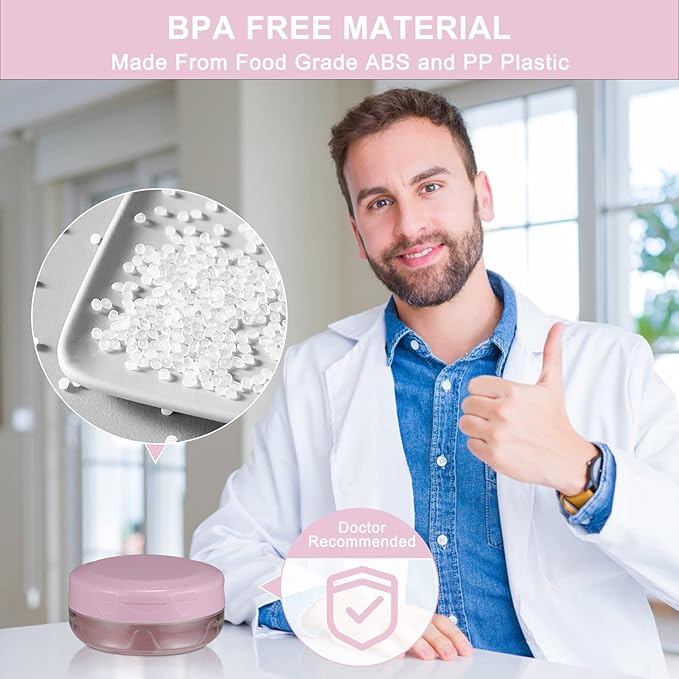 Denture Case, Leak Proof Denture Bath Case Cup Kit for Travel Cleaning, Heigoeost Denture Holder Box Bath Soaking Container for Women & Men with Mirror, Strainer, Removal Tool and Denture Brush(Pink)