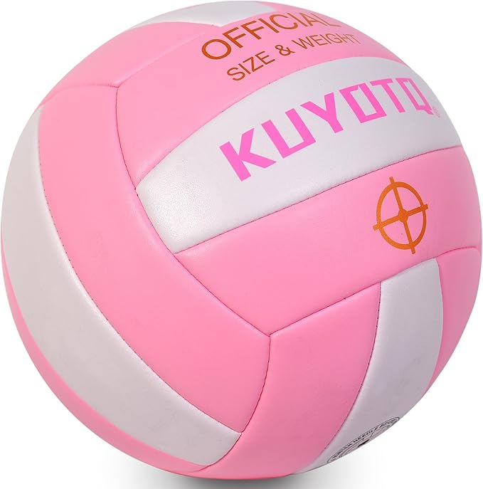 KUYOTQ Official Size 5 in&Outdoor Beach Volleyball,3MM Thickened Surface Soft Leather Youth Womens Mens Volleyball for Game Gym Training(Deflated)