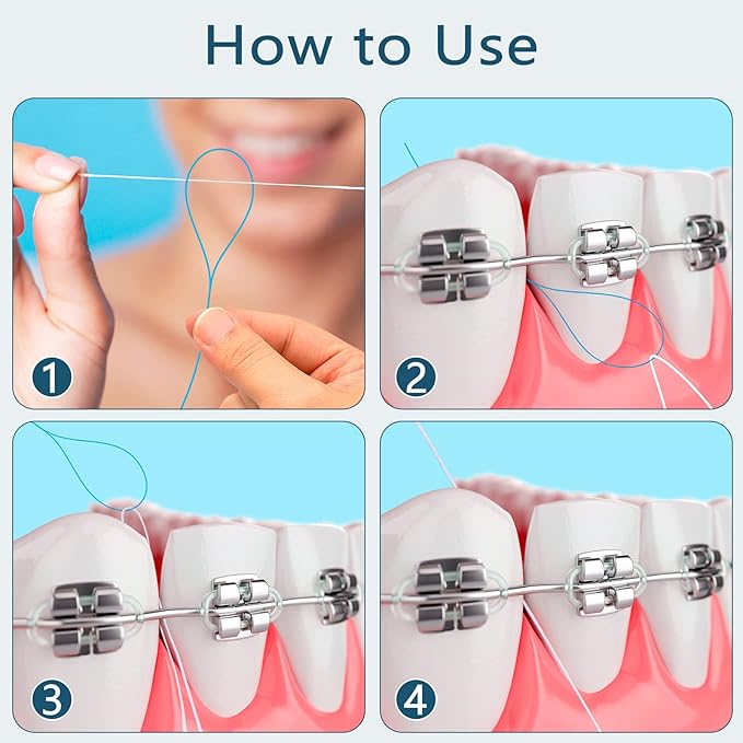 Floss Threaders, Deep Clean Dental Floss Threader for Braces, Bridges, and Implants 210PCS(6Pack),Blue