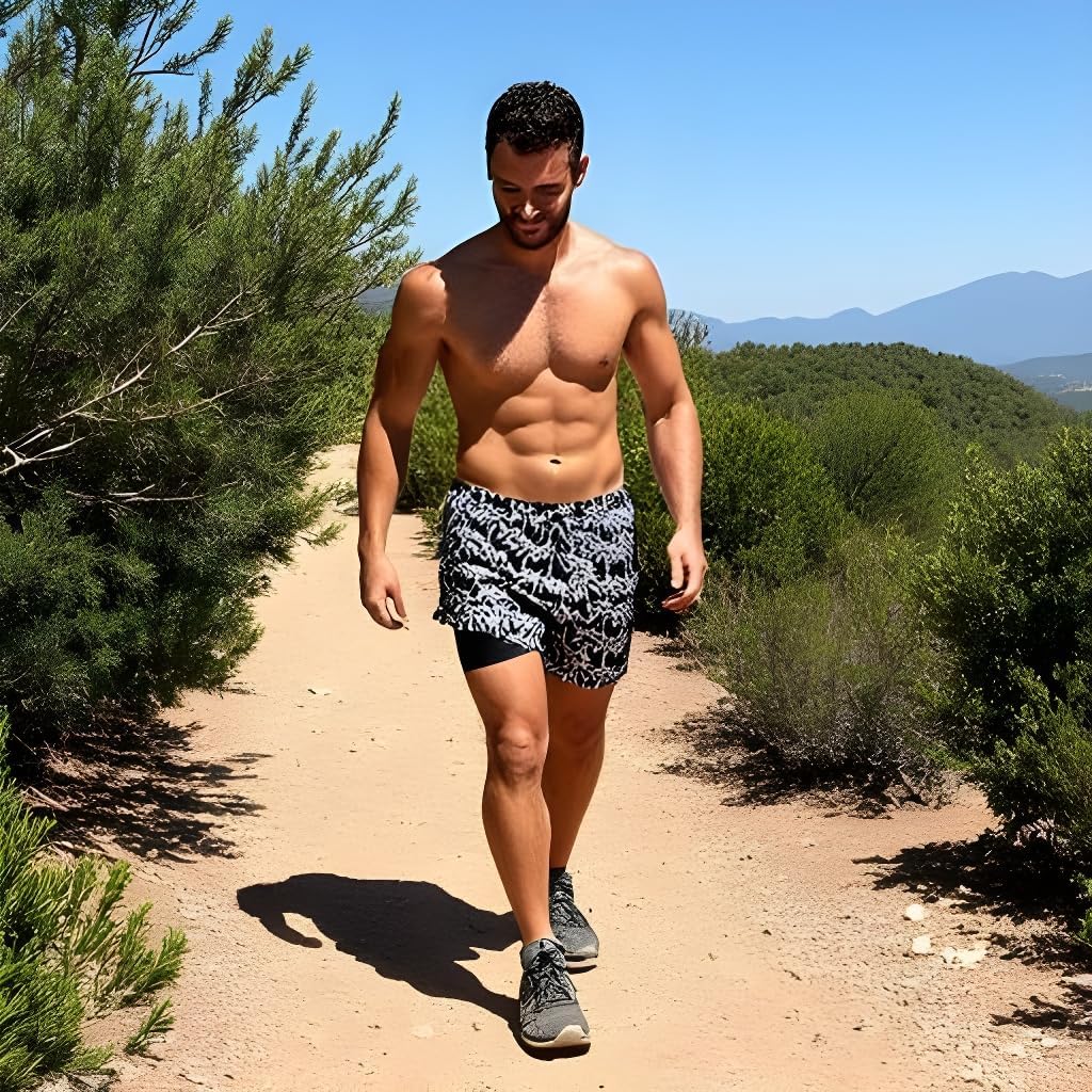 INGEAR Men's Athletic Stretch Workout Shorts Gym Quick Dry Running Trunks Boxer Lining