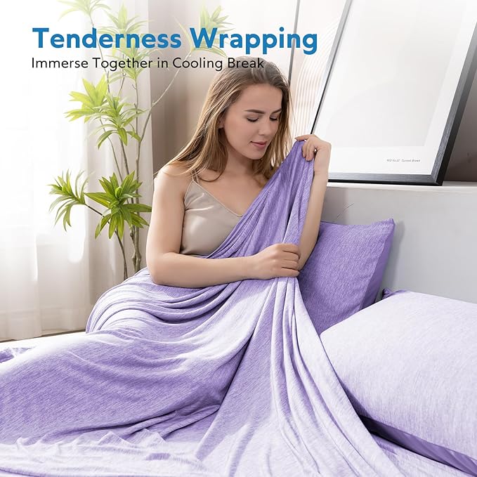 HOMFINE Cooling Blankets for Hot Sleepers - Summer Blanket Thin Lightweight Breathable Soft Double Side Enhanced Cooling for Bed Couch Sofa, Keep Cool for Night Sweats (Purple, 108 x 90 inches)