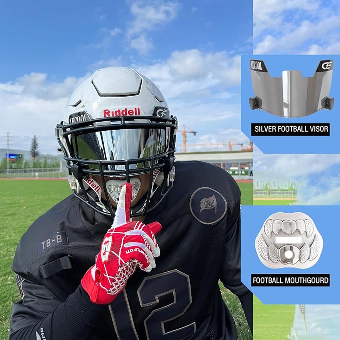 LeCool Football Mouth Guard with Connected Strap- 3D Beast Chrome Adult and Youth Mouth Guard-Mouth Piece for Sports for Maximum Air Flow and Teeth Protection