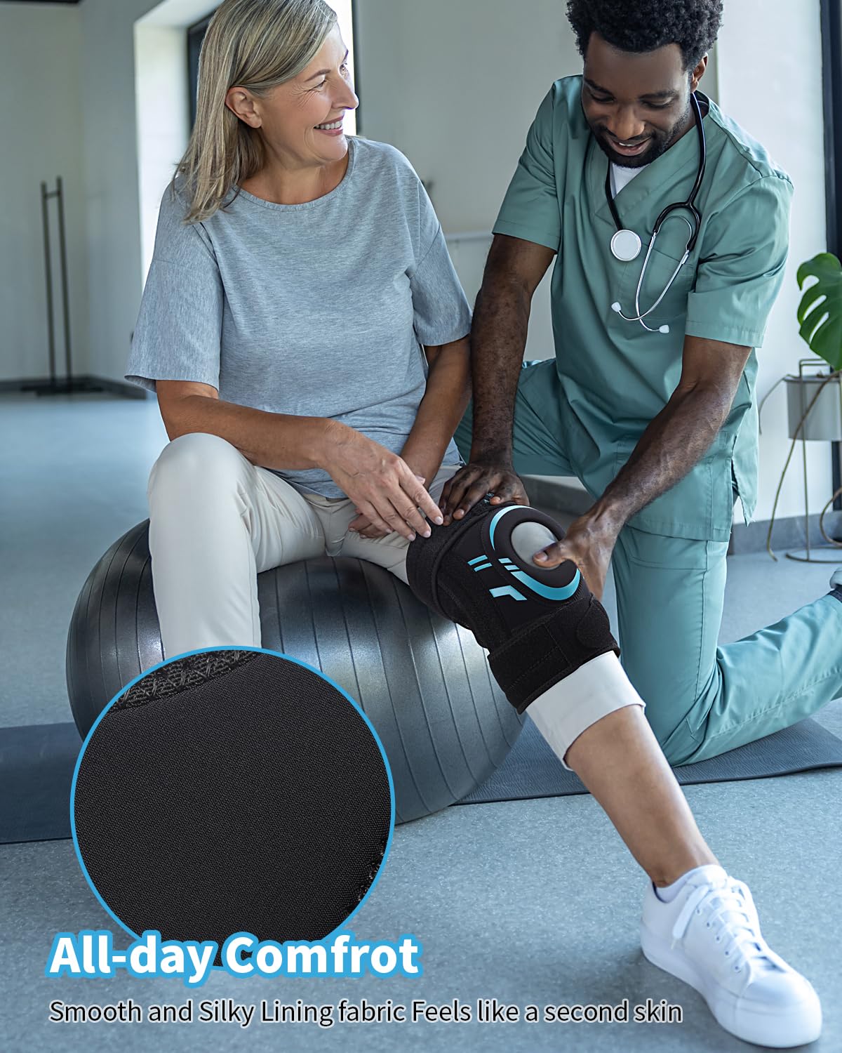 ABYON Knee Brace for Women & Men Plus Size for Meniscus Tear, Arthritis, ACL Pain Relief Support with Open Patella & Dual Stabilizers | Medical-Grade Compression - Please Check How To Size Video