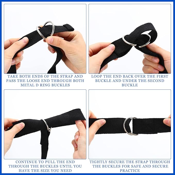 Leyndo 24 Pieces Yoga Strap Stretching Pilates Exercise Adjustable Straps 6 ft Non Elastic Yoga Belt with Adjustable D Ring Buckle for Pilates Gym Workouts Fitness