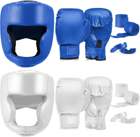 Kanayu 14 Pcs Boxing Set Including 2 Pair of 16 oz Boxing Gloves Headgear Helmet and Hand Wraps Mouth Guards Gifts for Adults Youth Beginners Training Equipment