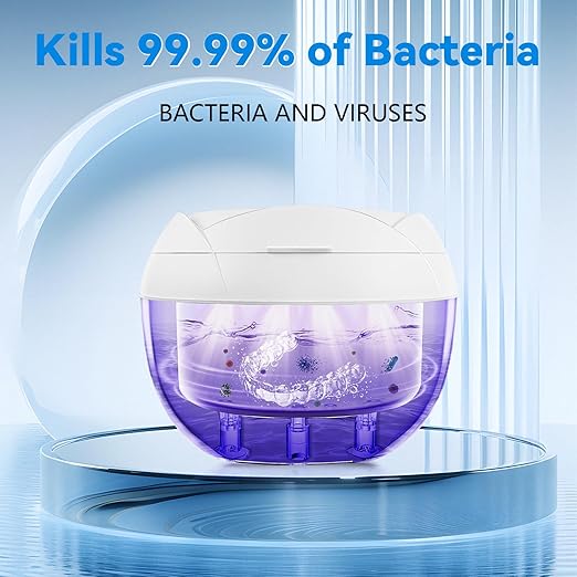 Ultrasonic Retainer Cleaner Machine 45khz Cleaning Pod for Denture Cleaner 200ml Mouth Guard, Aligner, Night Guard, Toothbrush, Jewelry, 4 Cleaning Modes Digital Timer, Gifts for Women, White