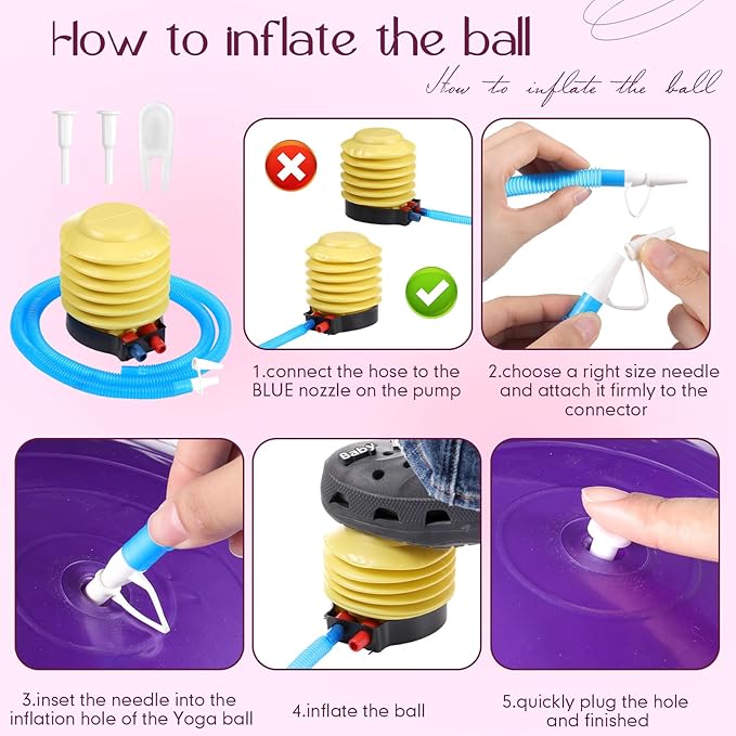 Leyndo 4 Pcs 26 Inch Yoga Exercise Ball Pilates Pregnancy Birthing Fitness Ball with Quick Pump Anti Burst for Improved Posture, Balance, Yoga, Pilates, Training