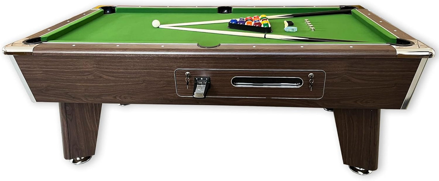 7ft Pool Table Coin Operated Billiard Table Green Felt - Competition